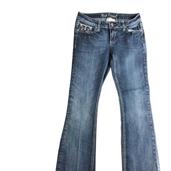 Red Camel Jeans Juniors 9 Bling Low Rise Distressed Embellished Bling Womens Pan - Picture 9 of 16